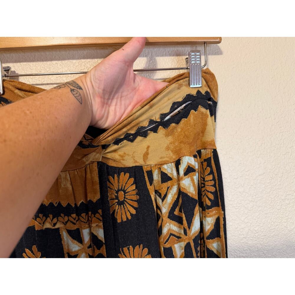 Free People Movement Boho Brown & Blue Printed Wide Leg Flowing Yoga Pants Med - Picture 4 of 13